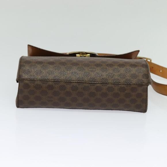 CELINE Macadam Canvas Circle Shoulder Bag Pvc Leather Brown Gold - Picture 9 of 13
